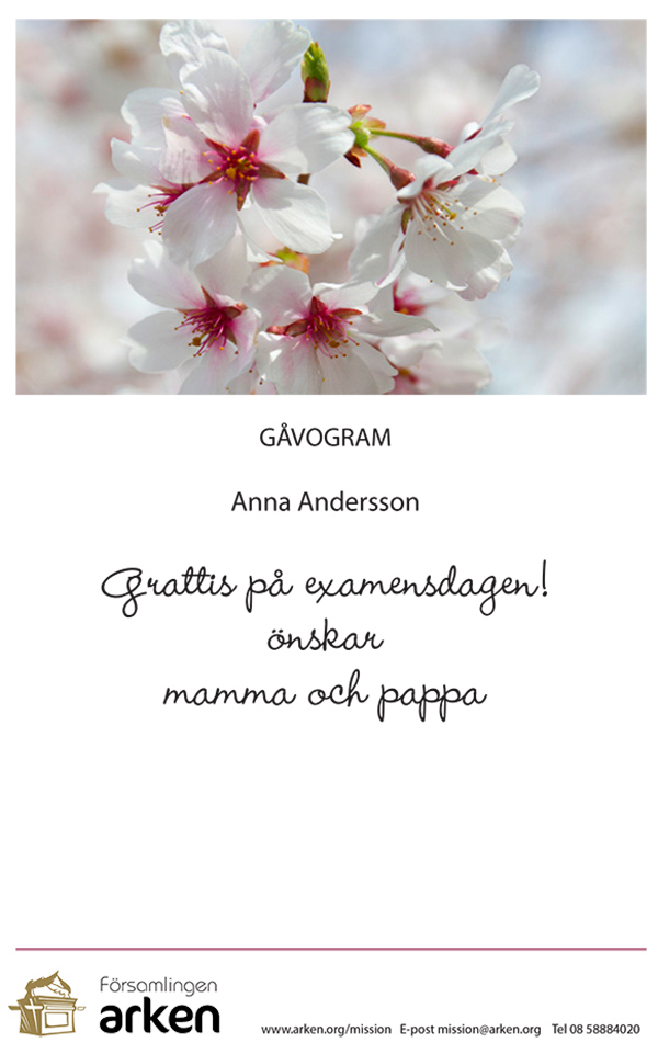 Gåvogram på examensdagen 2
